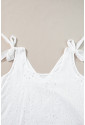 White Embroidery Patterned Knotted Straps V Neck Tank Top