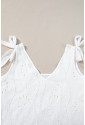 White Embroidery Patterned Knotted Straps V Neck Tank Top