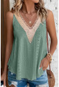 Lace Crochet Splicing V Neck Loose Fit Tank Top