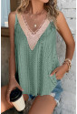 Lace Crochet Splicing V Neck Loose Fit Tank Top