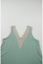 Lace Crochet Splicing V Neck Loose Fit Tank Top