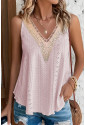 Lace Crochet Splicing V Neck Loose Fit Tank Top