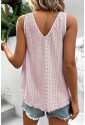 Lace Crochet Splicing V Neck Loose Fit Tank Top