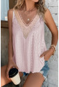 Lace Crochet Splicing V Neck Loose Fit Tank Top