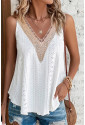 Lace Crochet Splicing V Neck Loose Fit Tank Top