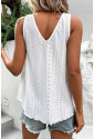 Lace Crochet Splicing V Neck Loose Fit Tank Top