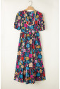 Retro African Print Floral Maxi Dress ZANZIBAR