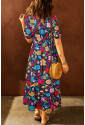 Retro African Print Floral Maxi Dress ZANZIBAR