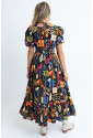 Retro African Print Floral Maxi Dress ZANZIBAR