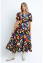 Retro African Print Floral Maxi Dress ZANZIBAR