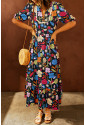 Retro African Print Floral Maxi Dress ZANZIBAR