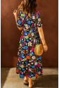 Retro African Print Floral Maxi Dress ZANZIBAR