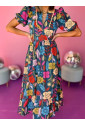 Retro African Print Floral Maxi Dress ZANZIBAR