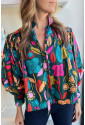 African Print Floral Knot Blouse