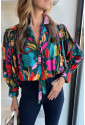 African Print Floral Knot Blouse