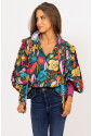 African Print Floral Knot Blouse