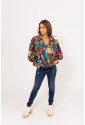 African Print Floral Knot Blouse