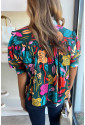 African Print Floral Knot Blouse