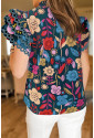 African Print Floral Ruffle Sleeve Summer Floral Blouse