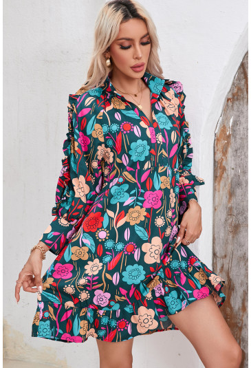 Retro African Floral Short Dress ZANZIBAR