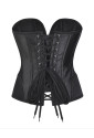 Black Steel Boned Zipper Lace-up Closure Overbust Corset 