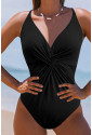 Black Twist Backless One-Piece Swimsuit