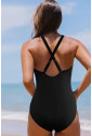 Black Twist Backless One-Piece Swimsuit