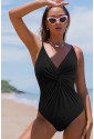 Black Twist Backless One-Piece Swimsuit