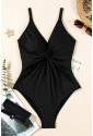 Black Twist Backless One-Piece Swimsuit