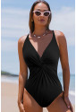 Black Twist Backless One-Piece Swimsuit