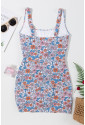 Ruched Floral Swim Dress