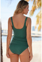 Blackish Green Ruched Ribbed Tankini