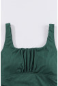 Blackish Green Ruched Ribbed Tankini