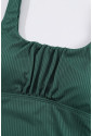 Blackish Green Ruched Ribbed Tankini