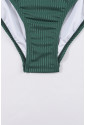 Blackish Green Ruched Ribbed Tankini