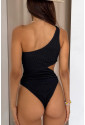 Textured Cut Out One Shoulder Monokini