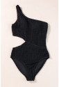 Textured Cut Out One Shoulder Monokini