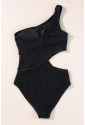 Textured Cut Out One Shoulder Monokini