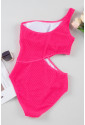 Textured Cut Out One Shoulder Monokini