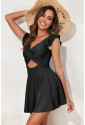 Black Crossed Cutout One Piece Swimdress