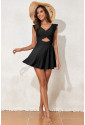 Black Crossed Cutout One Piece Swimdress