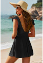 Black Crossed Cutout One Piece Swimdress