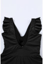 Black Crossed Cutout One Piece Swimdress