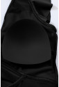 Black Crossed Cutout One Piece Swimdress