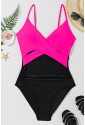 Crossover Colorblock Cutout One Piece Swimsuit