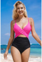 Crossover Colorblock Cutout One Piece Swimsuit