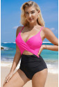 Crossover Colorblock Cutout One Piece Swimsuit