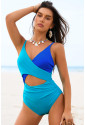 Crossover Colorblock Cutout One Piece Swimsuit