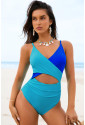 Crossover Colorblock Cutout One Piece Swimsuit