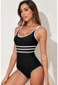 Black Contrast Trim One Piece Swimwear